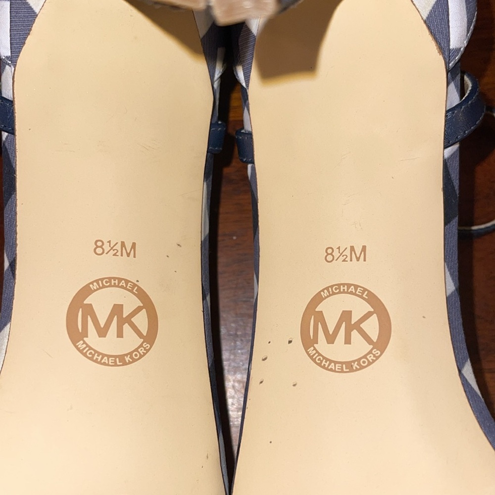 Michael Michael Kors Womens Pippa Leather Open Toe heels. Size 8.5M. Checkered - Picture 15 of 15